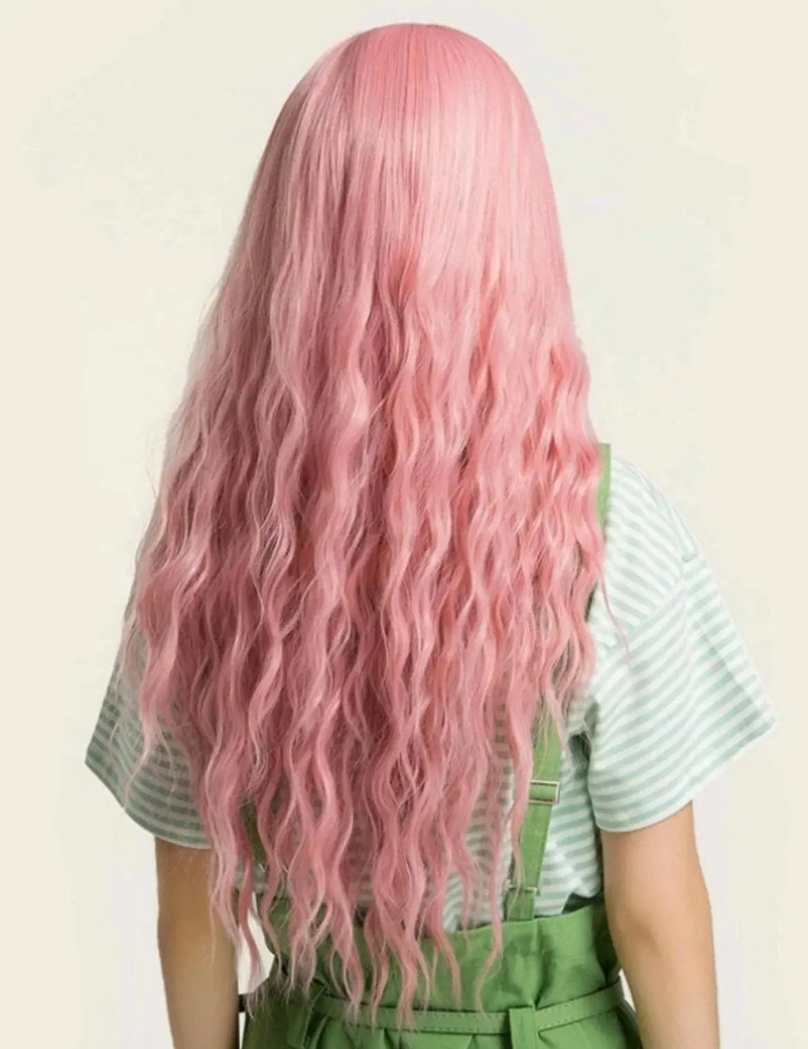 Long Pink Wig with Bangs Natural Wave Wavy Hair Synthetic Wigs - Labelle Boutique Hair