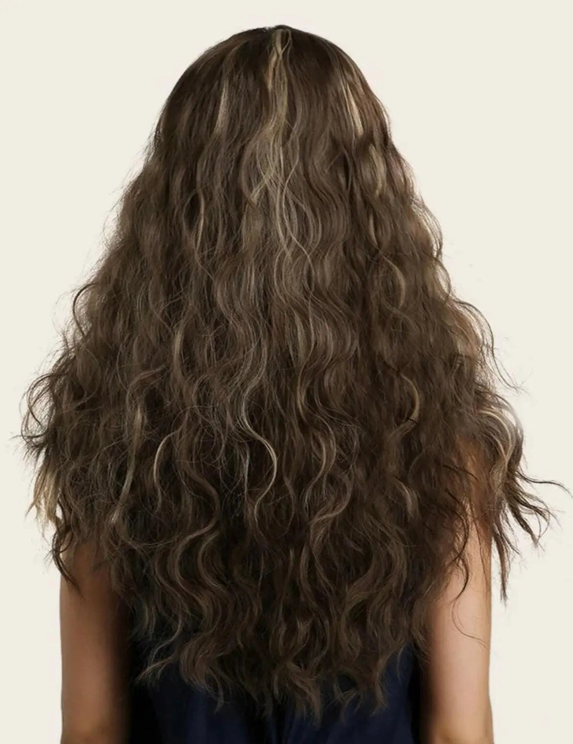 Natural Long Curly Brown Wig With Bang - Labelle Boutique Hair