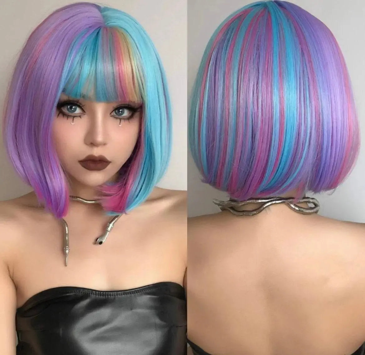 Short Straight Multi Color Bob Wig For Cosplay And Party - Labelle Boutique Hair