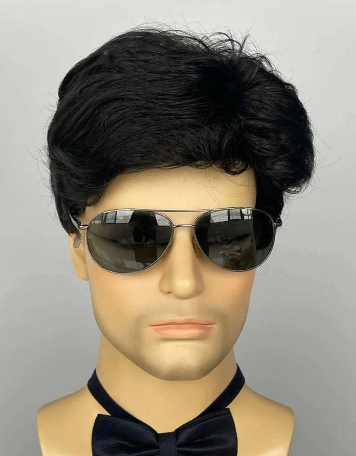 Men Short Curly Synthetic Black Wig With Bangs - Labelle Boutique Hair