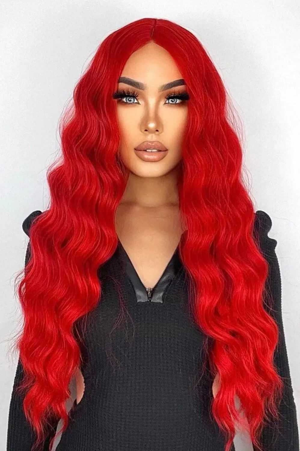 Long Curly Wig Red Ladies Wavy Curly Wigs Natural Hair - Labelle Boutique Hair wigs Long Curly Wig Red Ladies Wavy Curly Wigs Natural Hair