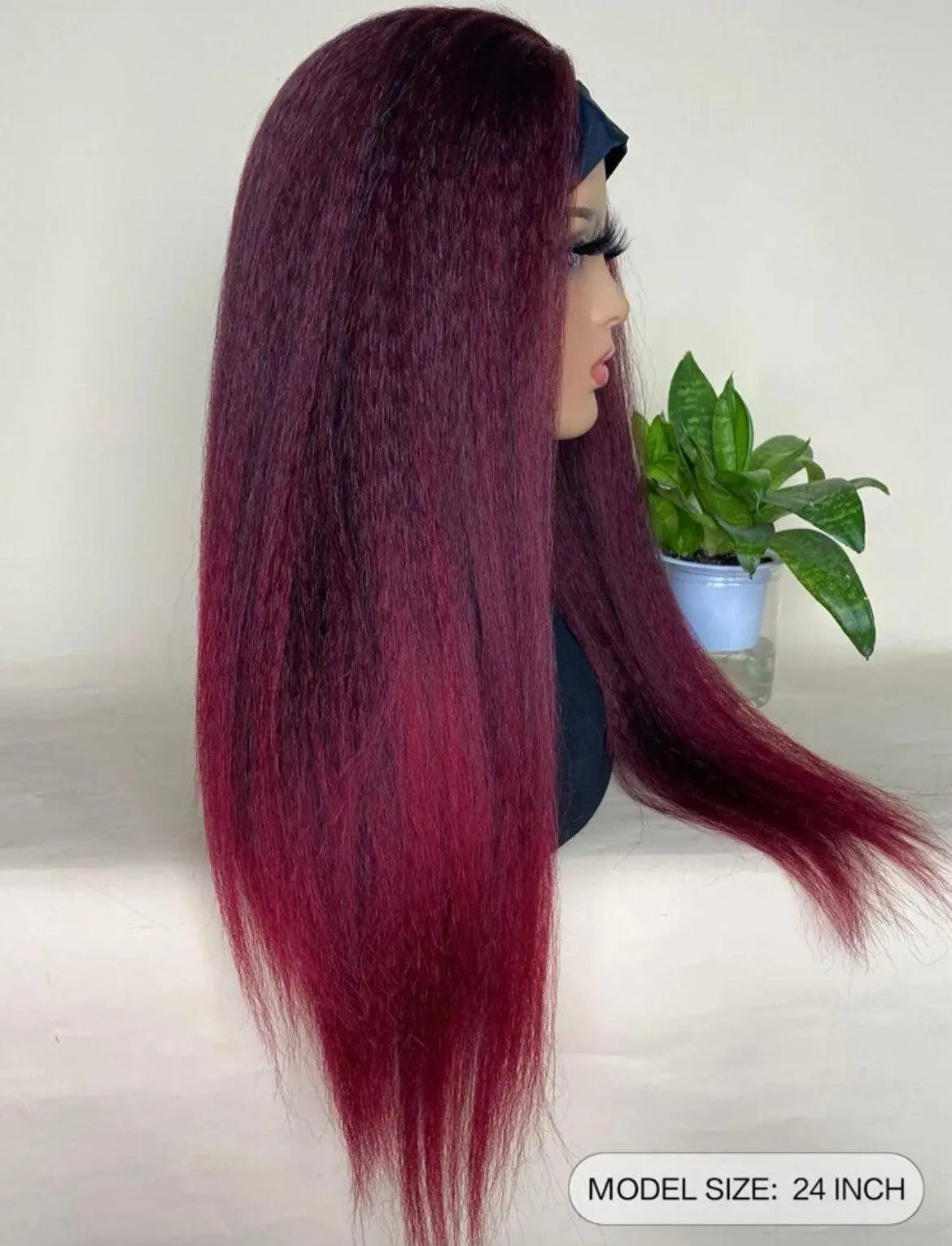 Long Yaki Straight Synthetic Wig With Headband - Labelle Boutique Hair wigs Long Yaki Straight Synthetic Wig With Headband