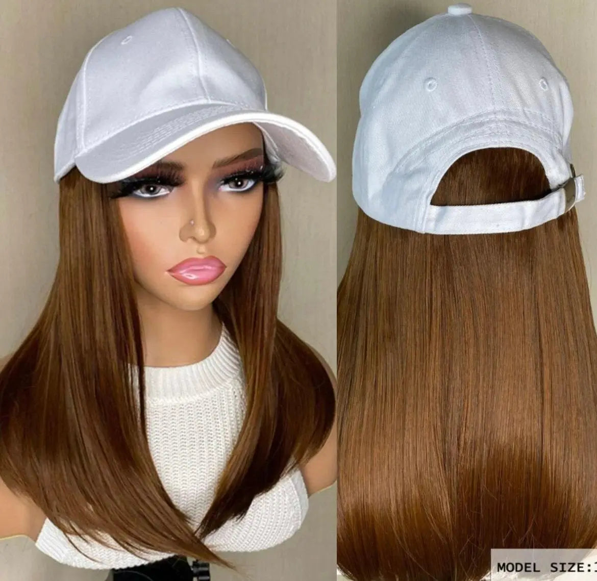 Natural Short Straight Synthetic Brown Wig With Cap Costume wig, Baseball Caps Daisy - Labelle Boutique Hair