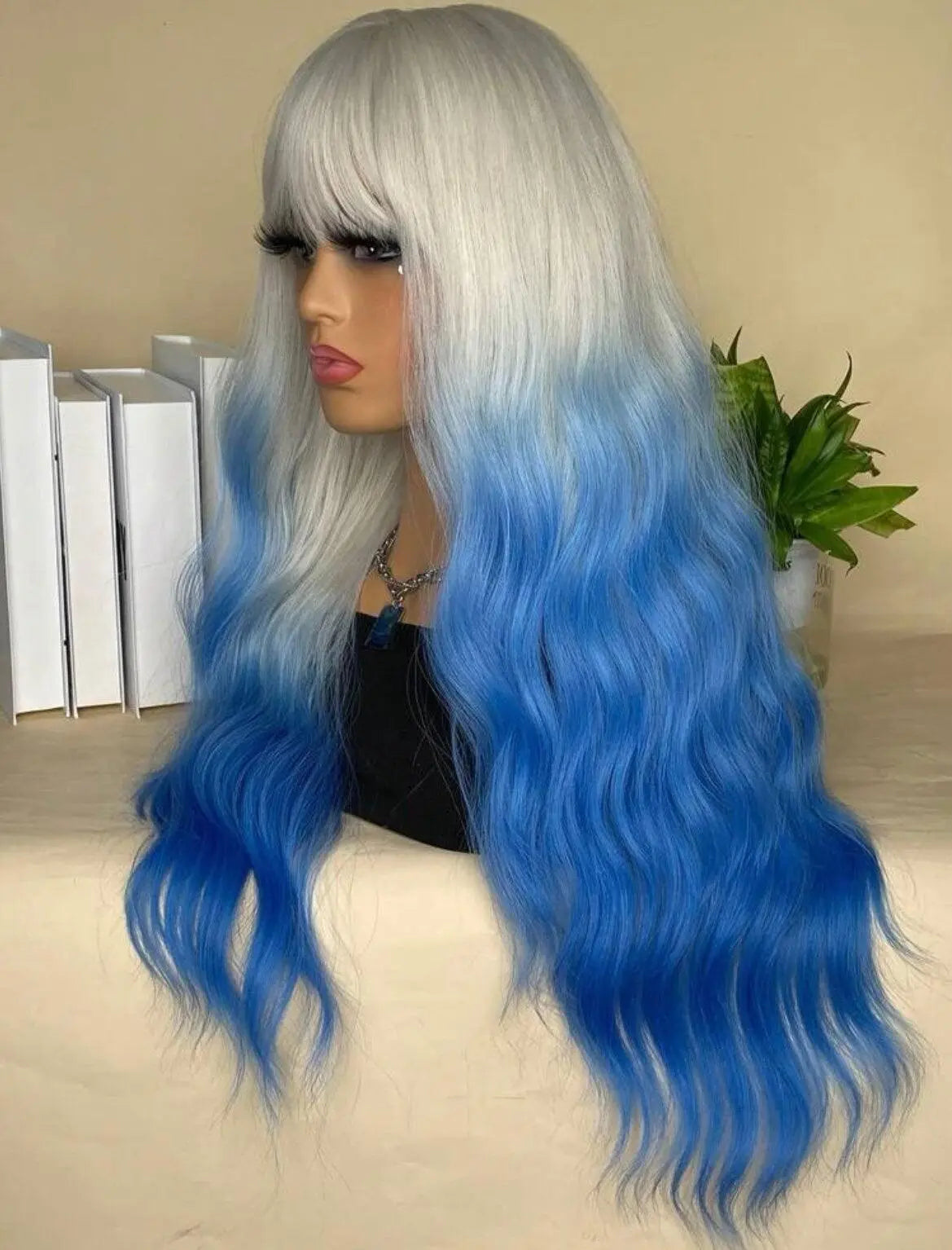 Ombre Long Body Wave Synthetic Wig With Bangs - Labelle Boutique Hair