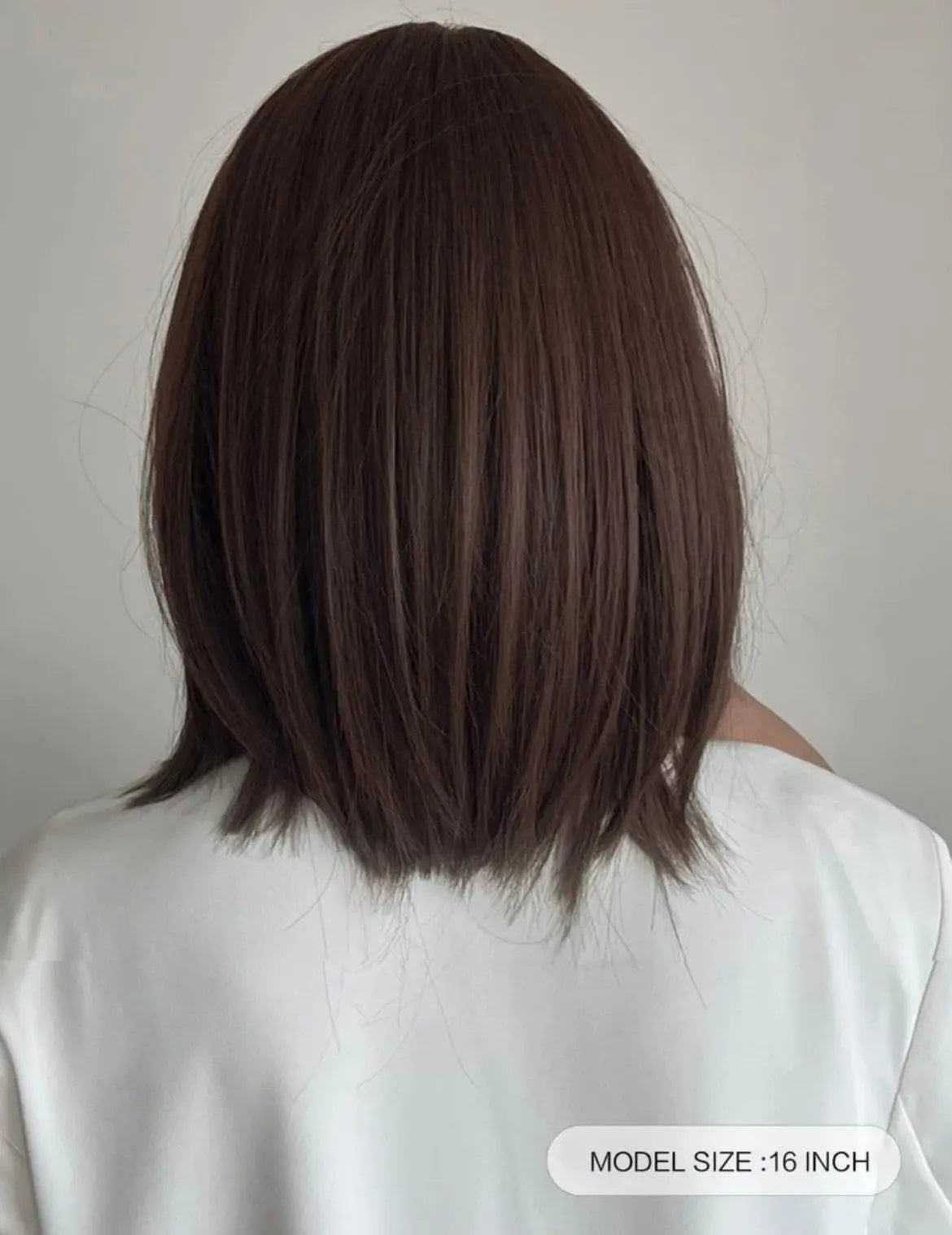 Short Brown Straight Synthetic Wig With Bangs - Labelle Boutique Hair