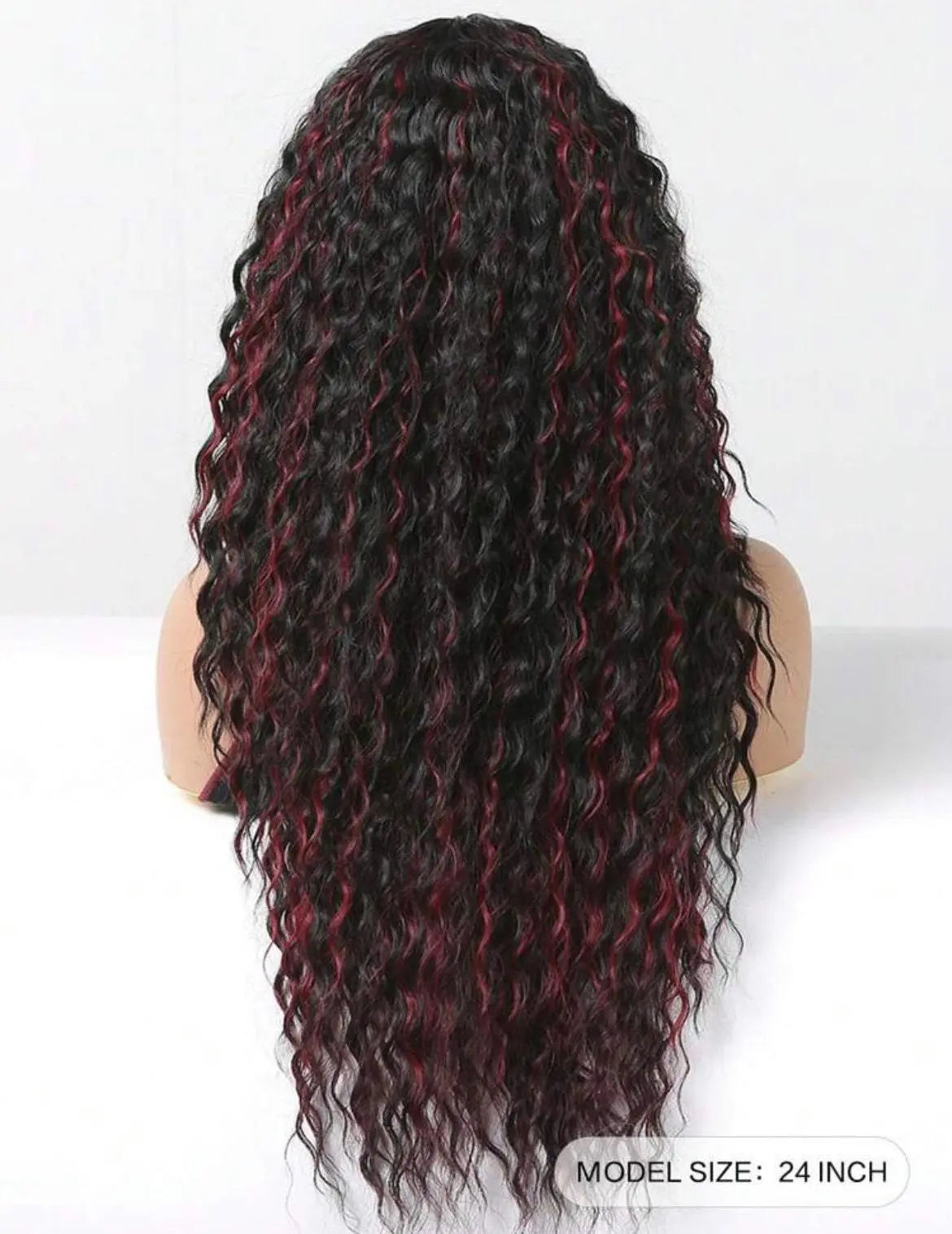 Long Curly Lace Front Wigs Highlight Brown Synthetic Wigs - Labelle Boutique Hair