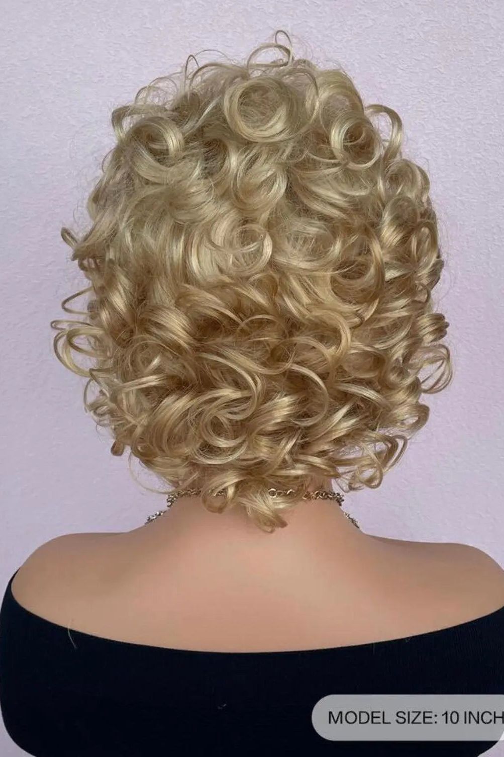 Short Curly Blonde Synthetic Hair Wig With Bangs - Labelle Boutique Hair Short Curly Blonde Synthetic Hair Wig With Bangs