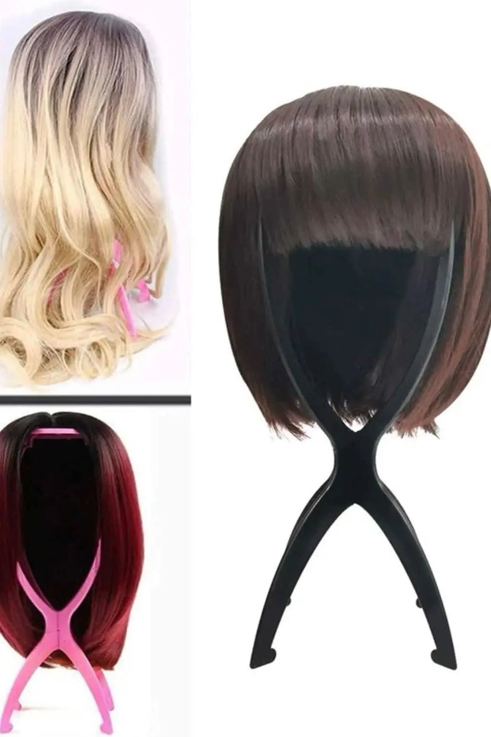 2PCS Wig Stand Portable Wig Stand Collapsible Wig Holder Wig - Labelle Boutique Hair wigs 2PCS Wig Stand Portable Wig Stand Collapsible Wig Holder Wig