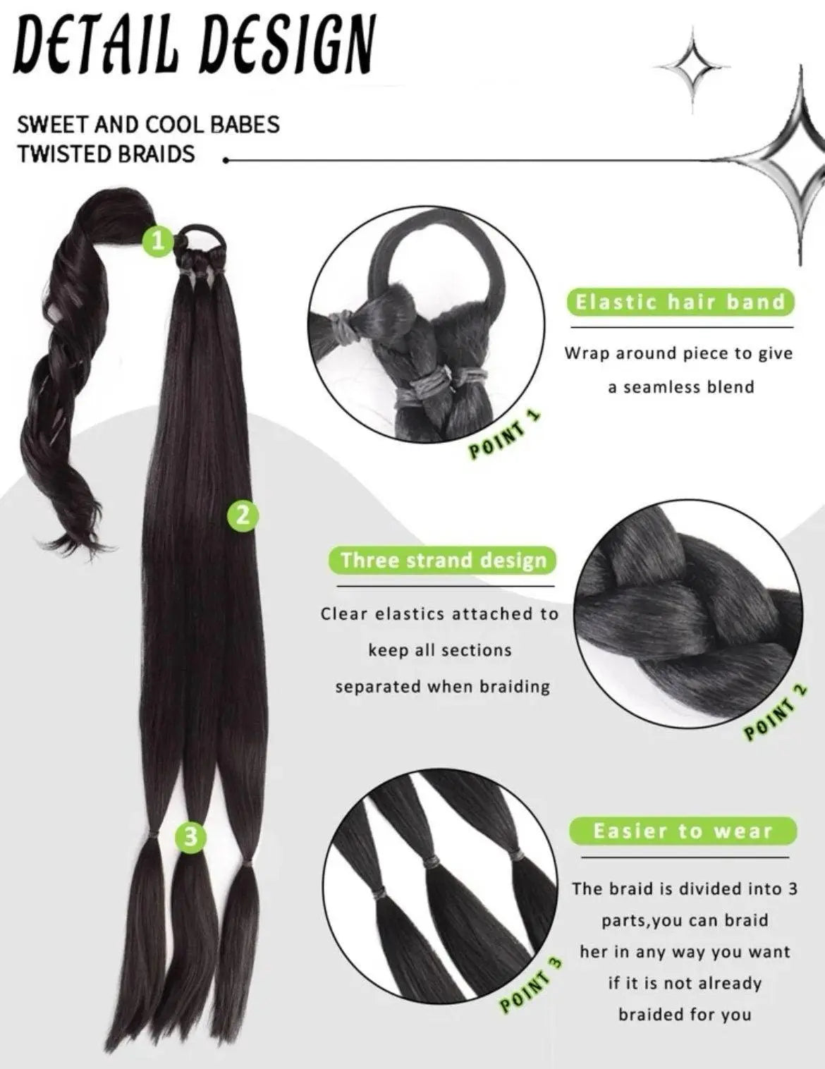 Braided Ponytail Extensions Long Synthetic Hair Pony Tail Wrap Around Jumbo Braided Ponytail - Labelle Boutique Hair