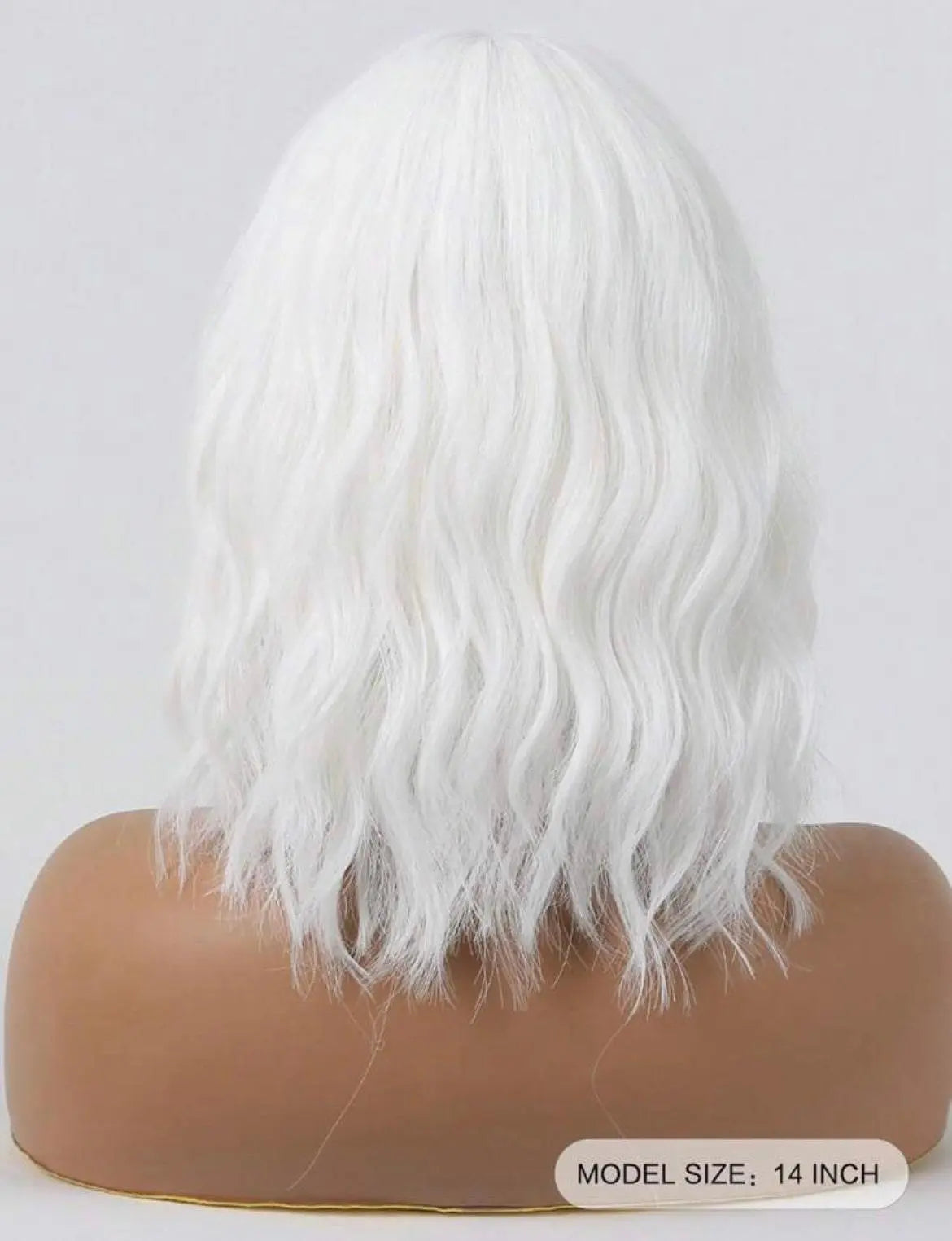 Short White Body Wave Synthetic Wig With Bangs Hair Daily Cosplay Party Wigs - Labelle Boutique Hair