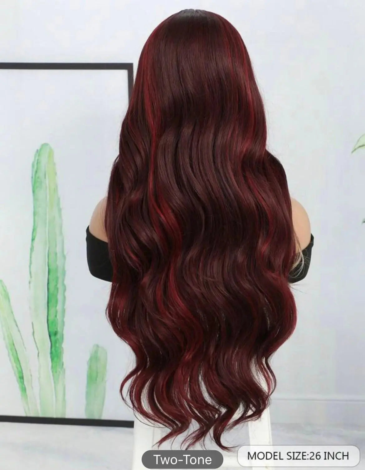 Red Wig Highlights & Honey Blonde Skunk Stripe Halloween Wig Natural Body Wave Wavy Synthetic Wig - Labelle Boutique Hair