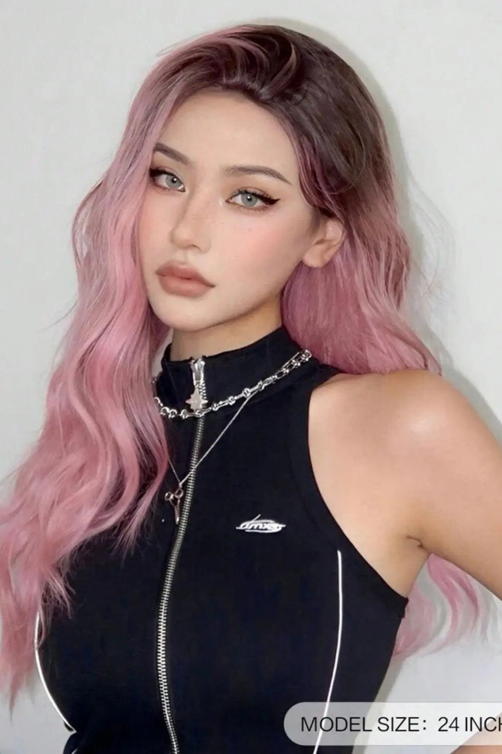 Pink Wigs Medium Part Long Curly Wigs Synthetic Heat Resistant Wig Halloween Cosplay Wigs - Labelle Boutique Hair Pink Wigs Medium Part Long Curly Wigs Synthetic Heat Resistant Wig Halloween Cosplay Wigs