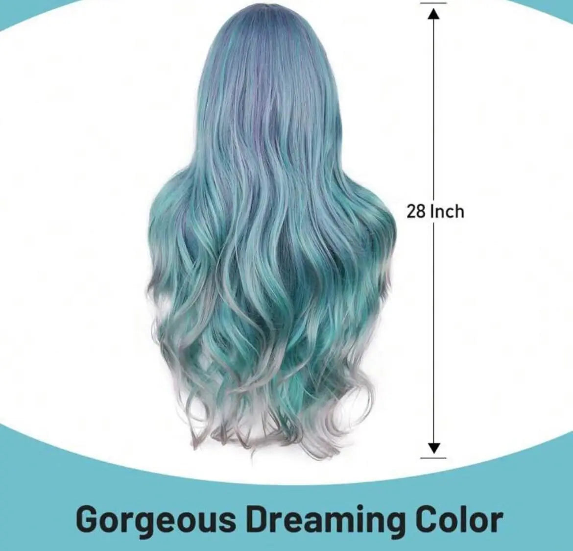 Ombre Wig Long Wavy Synthetic Wig Light Blue Mixed Light Violet Gray Heat Natural Looking Party Cosplay - Labelle Boutique Hair
