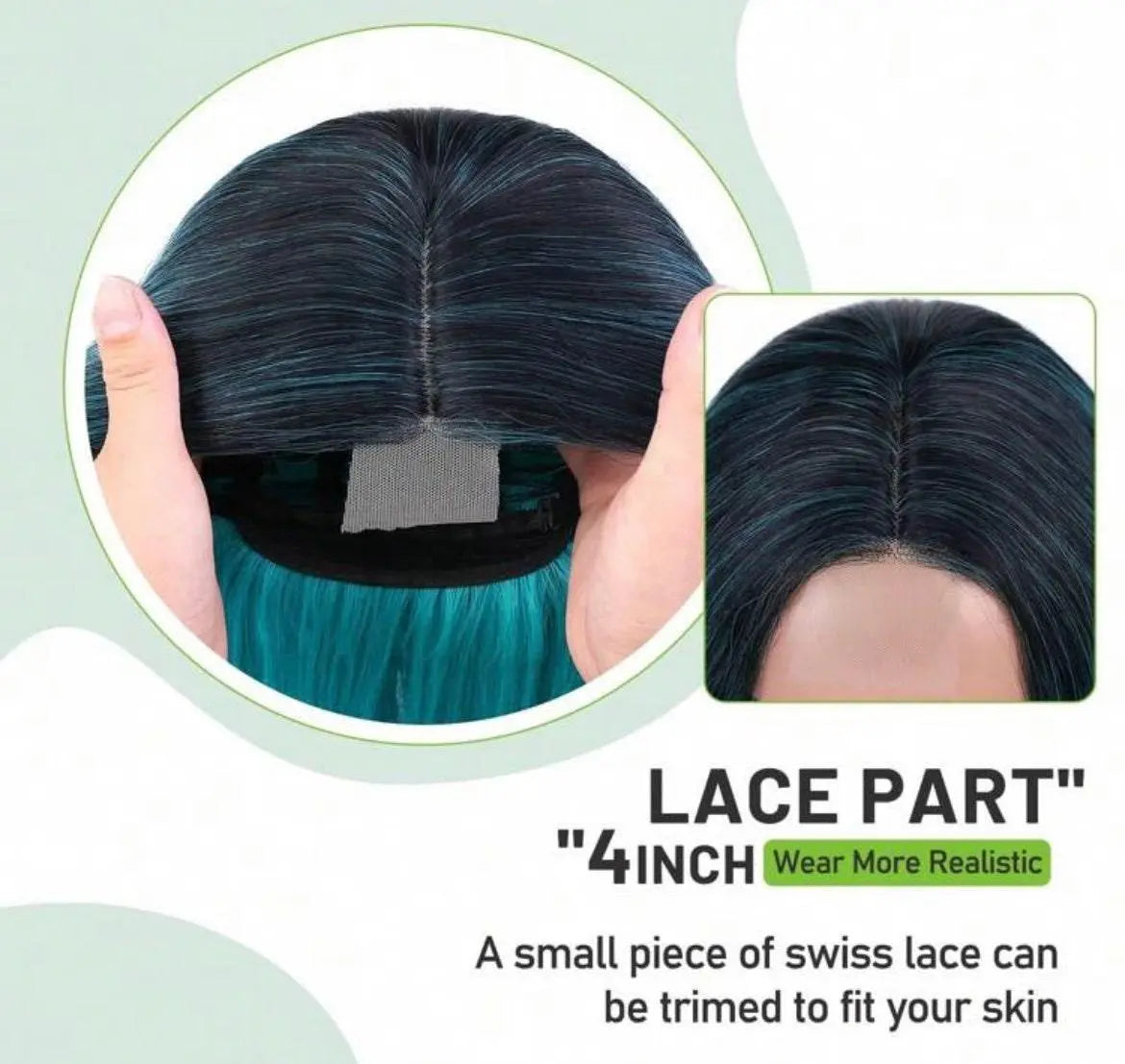 Green Long Wavy Middle Part Wig Teal Blue Curly Synthetic Hair Cosplay Party Costume Wigs - Labelle Boutique Hair