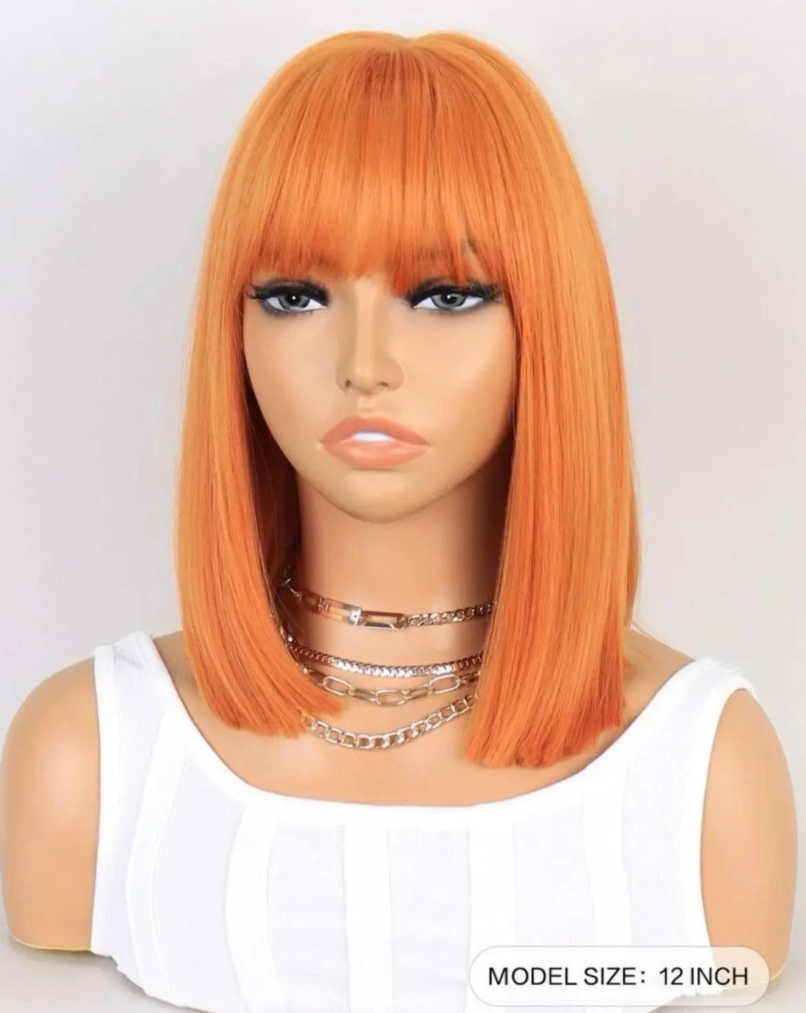 Short Straight Bob Synthetic Wig With Bangs - Labelle Boutique Hair