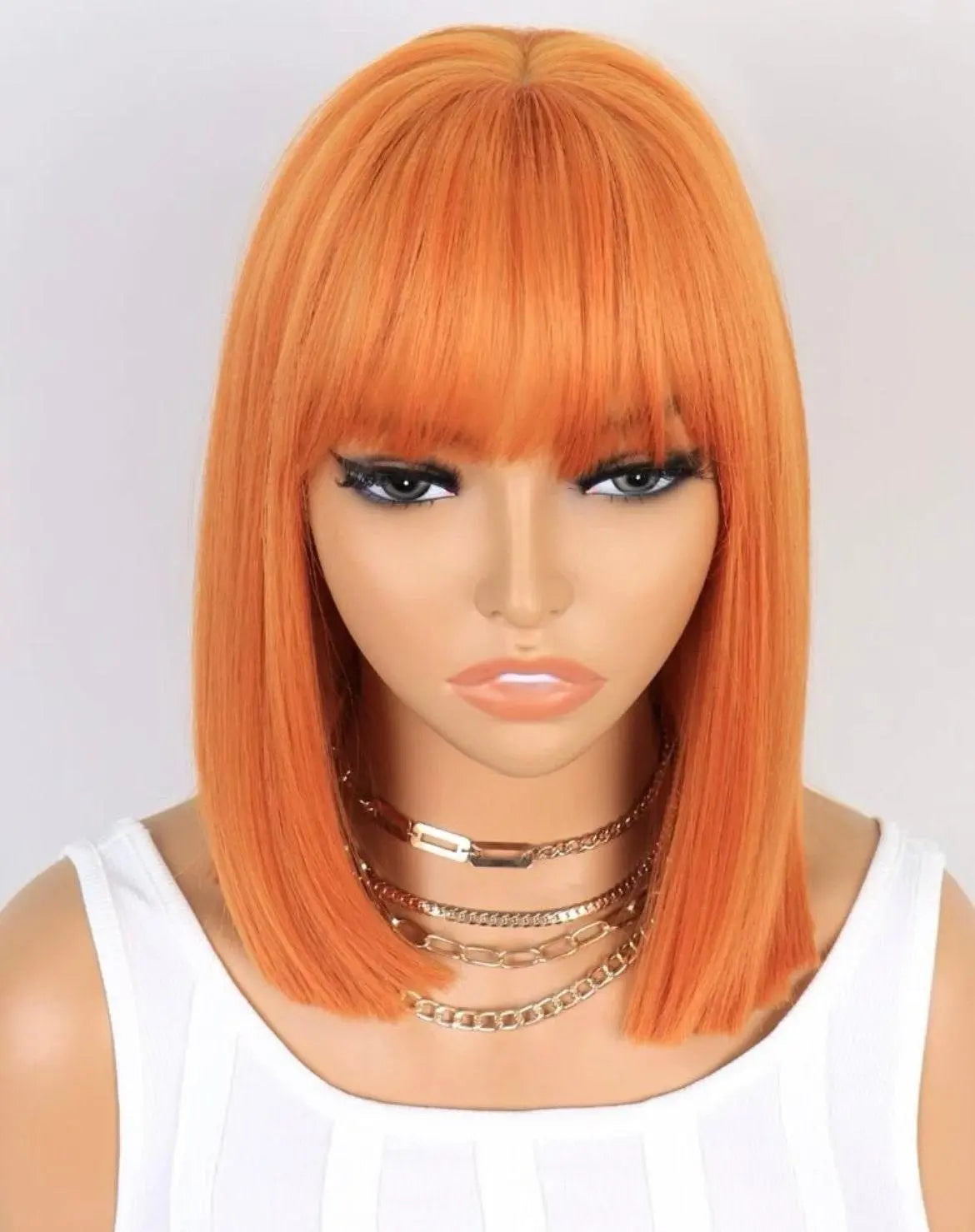Short Straight Bob Synthetic Wig With Bangs - Labelle Boutique Hair