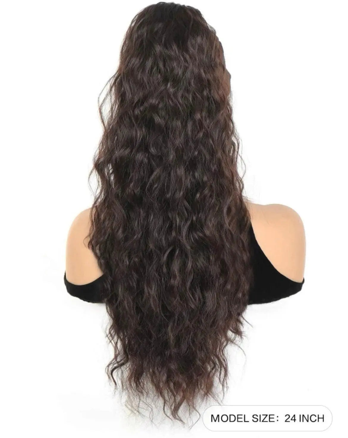 Long Brown Curly Ponytail Extension Synthetic Long Clip in Ponytail - Labelle Boutique Hair