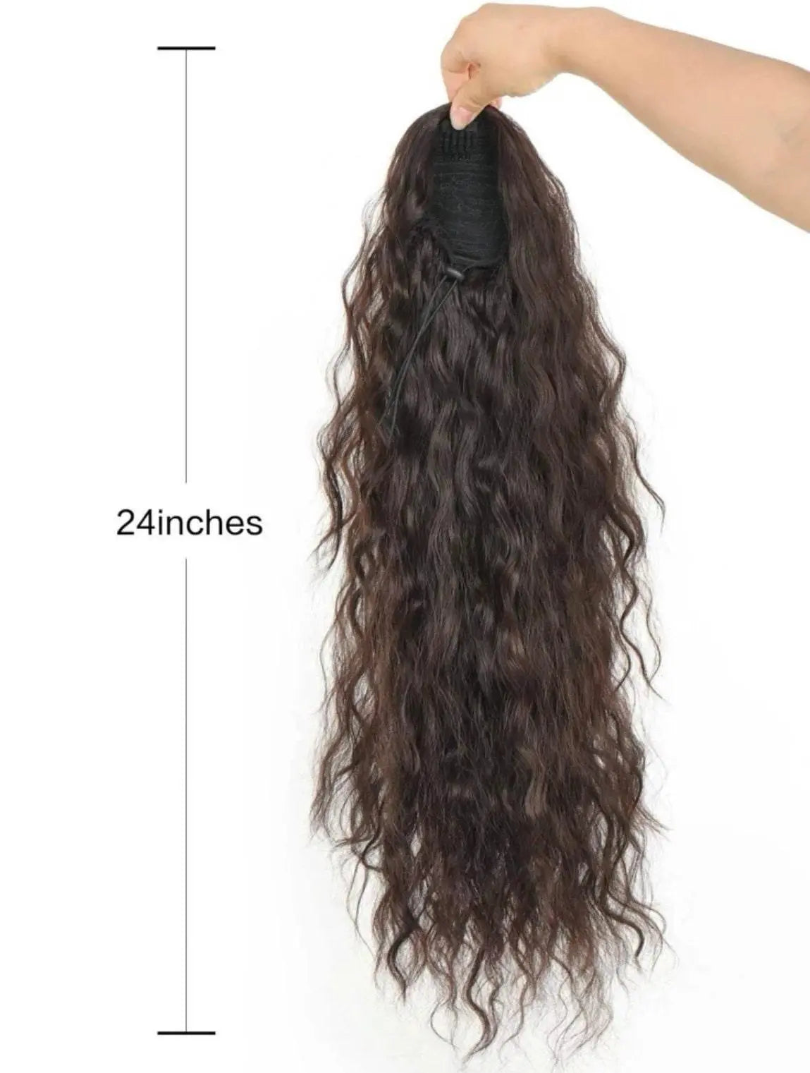 Long Brown Curly Ponytail Extension Synthetic Long Clip in Ponytail - Labelle Boutique Hair