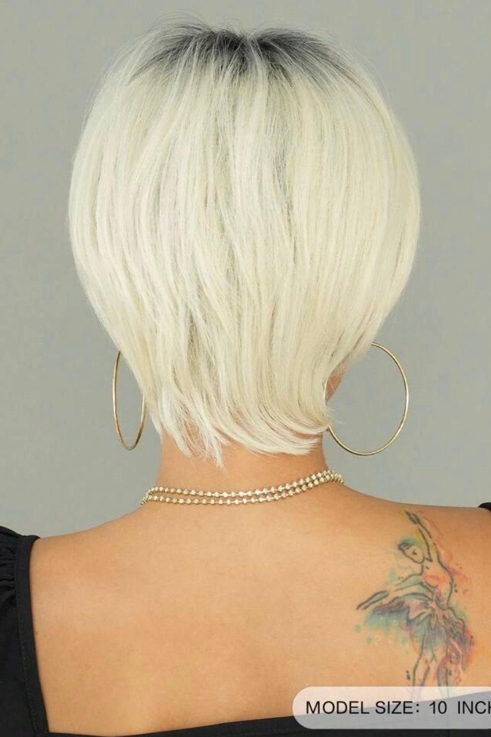 Short Platinum Blonde Pixie Cut Wig Fluffy Short Hair Wigs with Bangs - Labelle Boutique Hair Short Platinum Blonde Pixie Cut Wig Fluffy Short Hair Wigs with Bangs