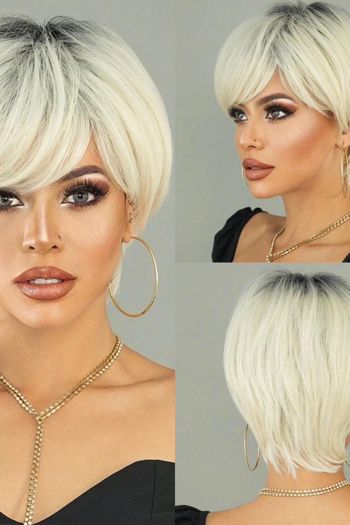 Short Platinum Blonde Pixie Cut Wig Fluffy Short Hair Wigs with Bangs - Labelle Boutique Hair Short Platinum Blonde Pixie Cut Wig Fluffy Short Hair Wigs with Bangs
