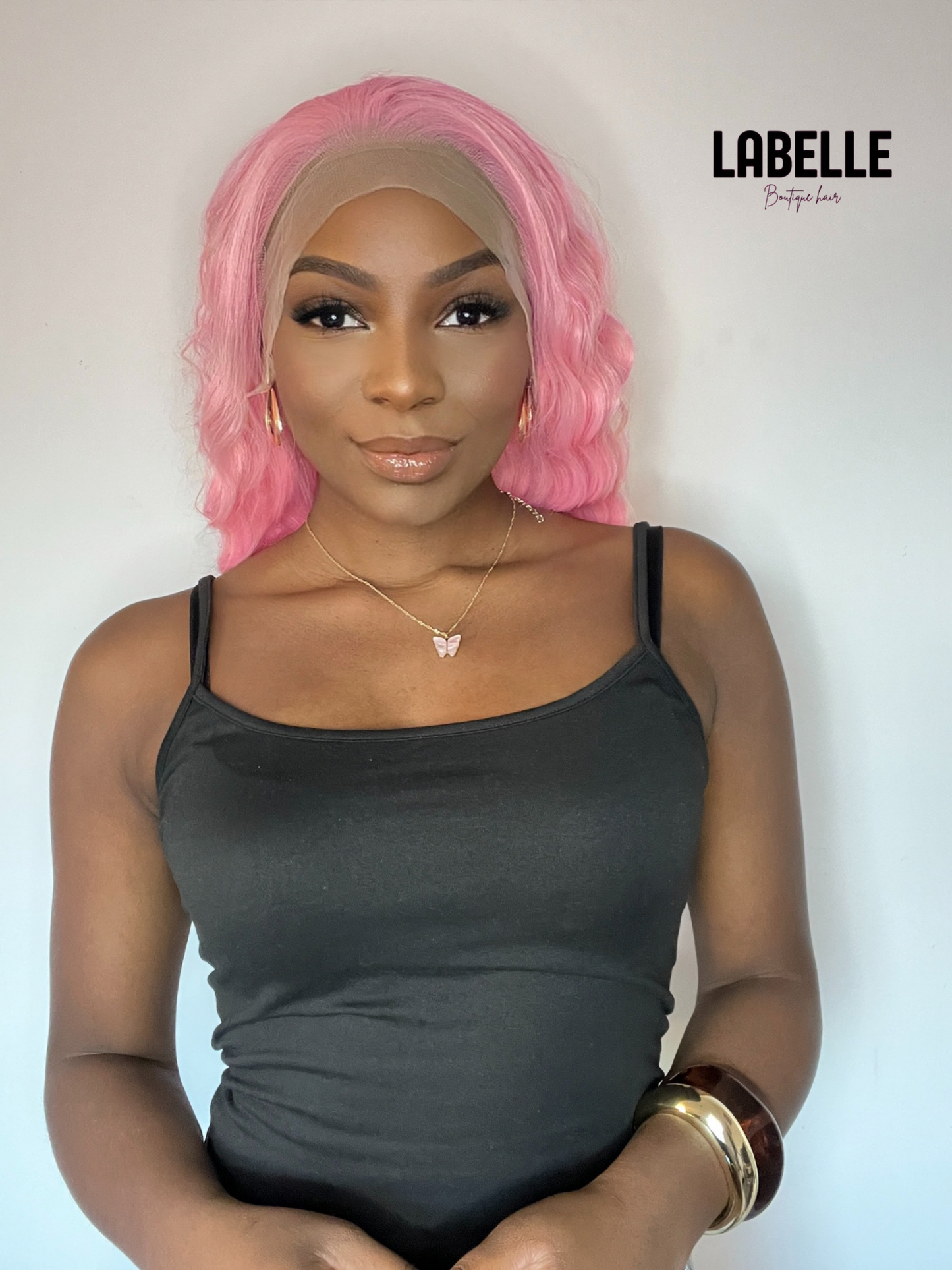 ZAFIRA  Synthetic Wig Pink Hair Natural Wave Lace Front Wig Cosplay Party