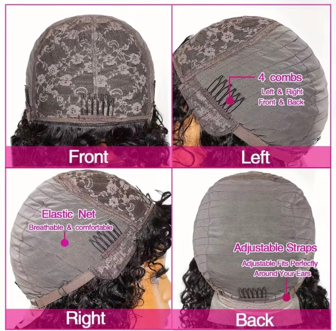 Long Curly Wig with Bangs Human Hair Full Machine Made Wear and Go Glueless Wig Wave Wigs with Bangs