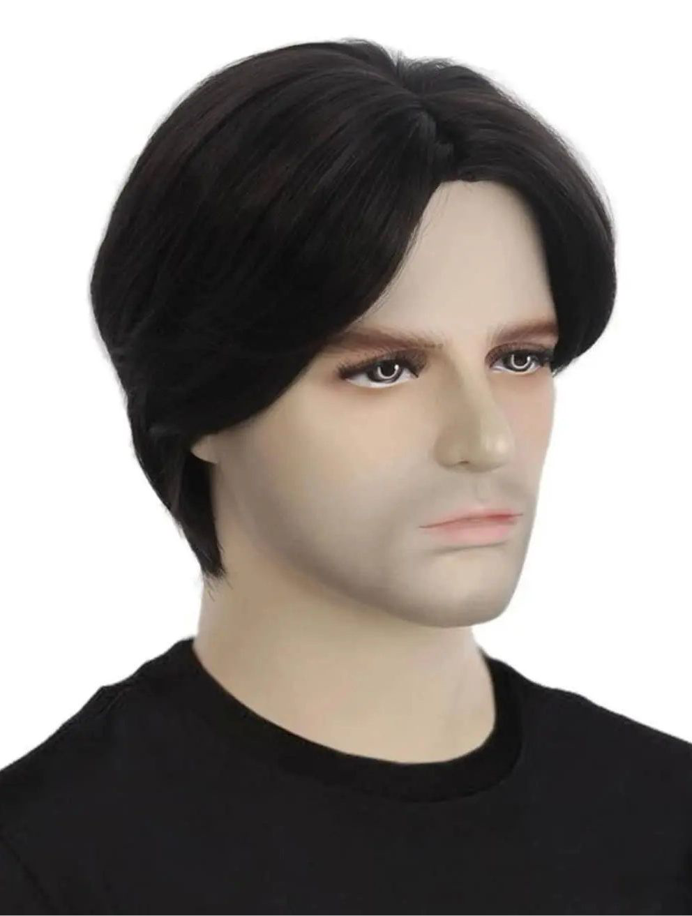 Black Middle Part Mens Wig Short Wig Straight Men's Wig Natural Synthetic