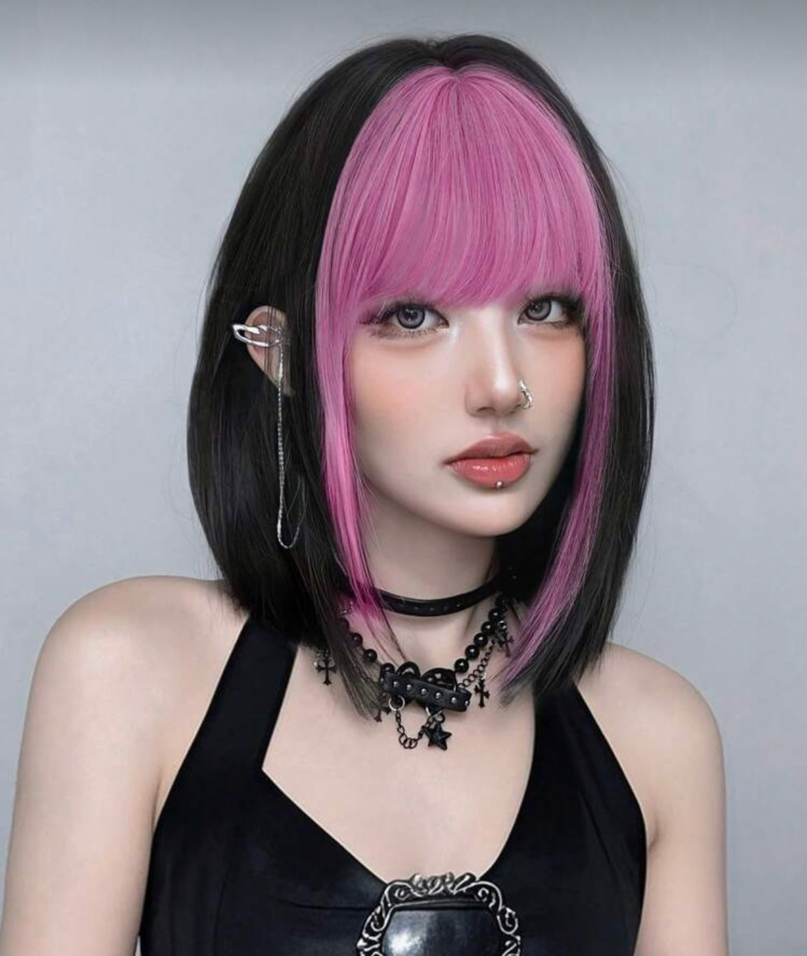 Short Straight Halloween Wig For Women Short Straight Hair Wig with BangsHeat Resistant