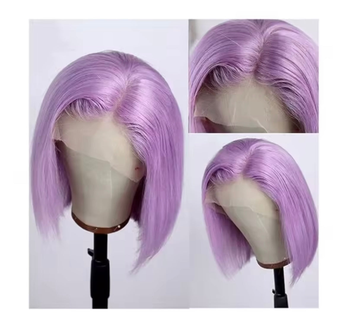 Purple Color Bob Wig Human Hair Straight Lace Frontal Wig Lace Front Pre Plucked Short Bob Wigs
