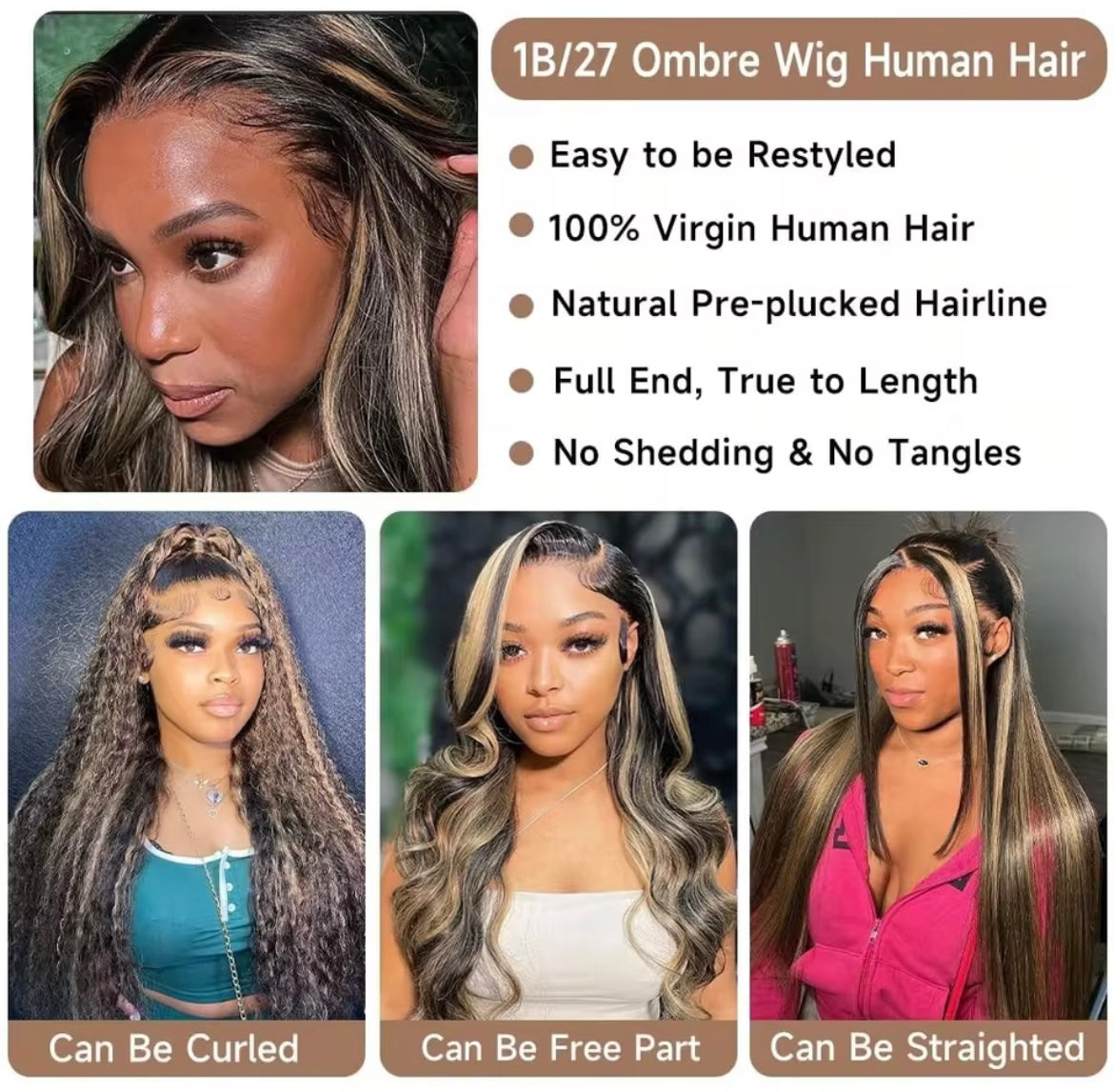Wave Wig Human Hair Lace Frontal Wig Ombre Blonde Highlight Brazilian Hair Front Wigs