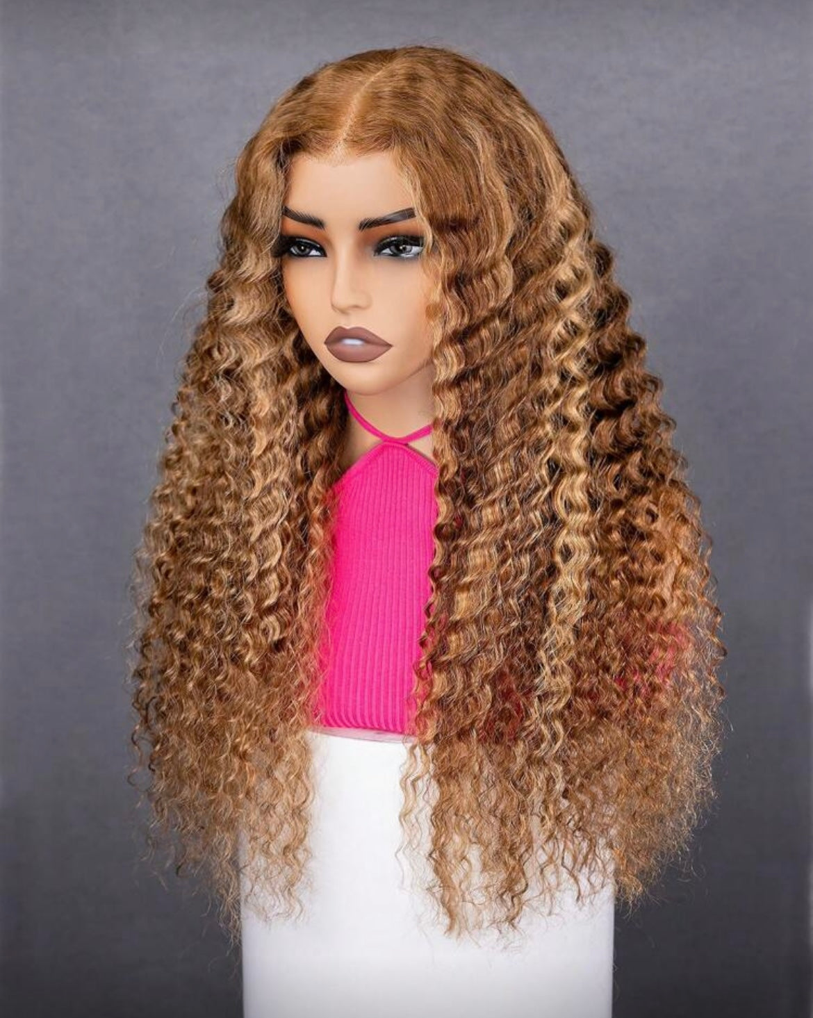 Honey Blonde Deep Wave Human Hair Wig – Lace Front & Glueless