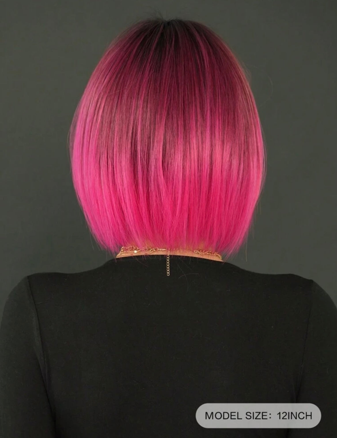 Ombre Rose Red Wig Short Straight Bob Wigs With Bangs Dark Root Synthetic Hair Wigs Colored Wig - Labelle Boutique Hair