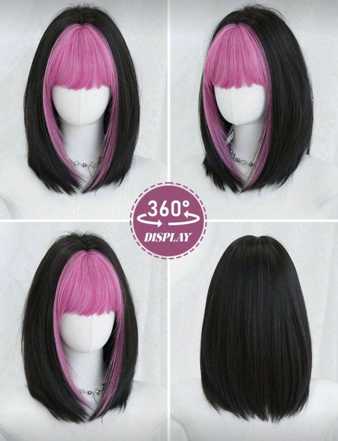 Short Straight Halloween Wig For Women Short Straight Hair Wig with BangsHeat Resistant