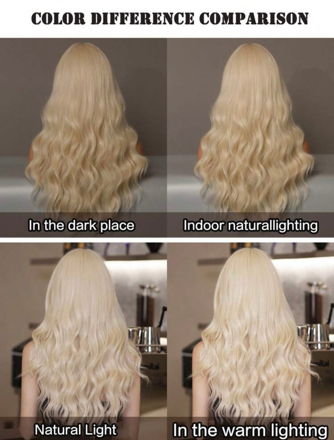 Platinum Blonde Long Wavy Wigs For Women Wave Curly Wig With Bangs Synthetic Wig