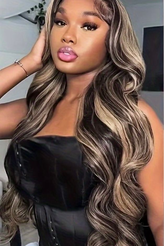 Wave Wig Human Hair Lace Frontal Wig Ombre Blonde Highlight Brazilian Hair Front Wigs