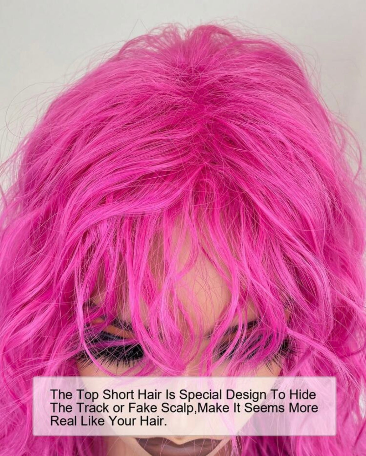 Pink Wig Natural Messy Medium Curly Hair High-Quality Synthetic Wig - Labelle Boutique Hair