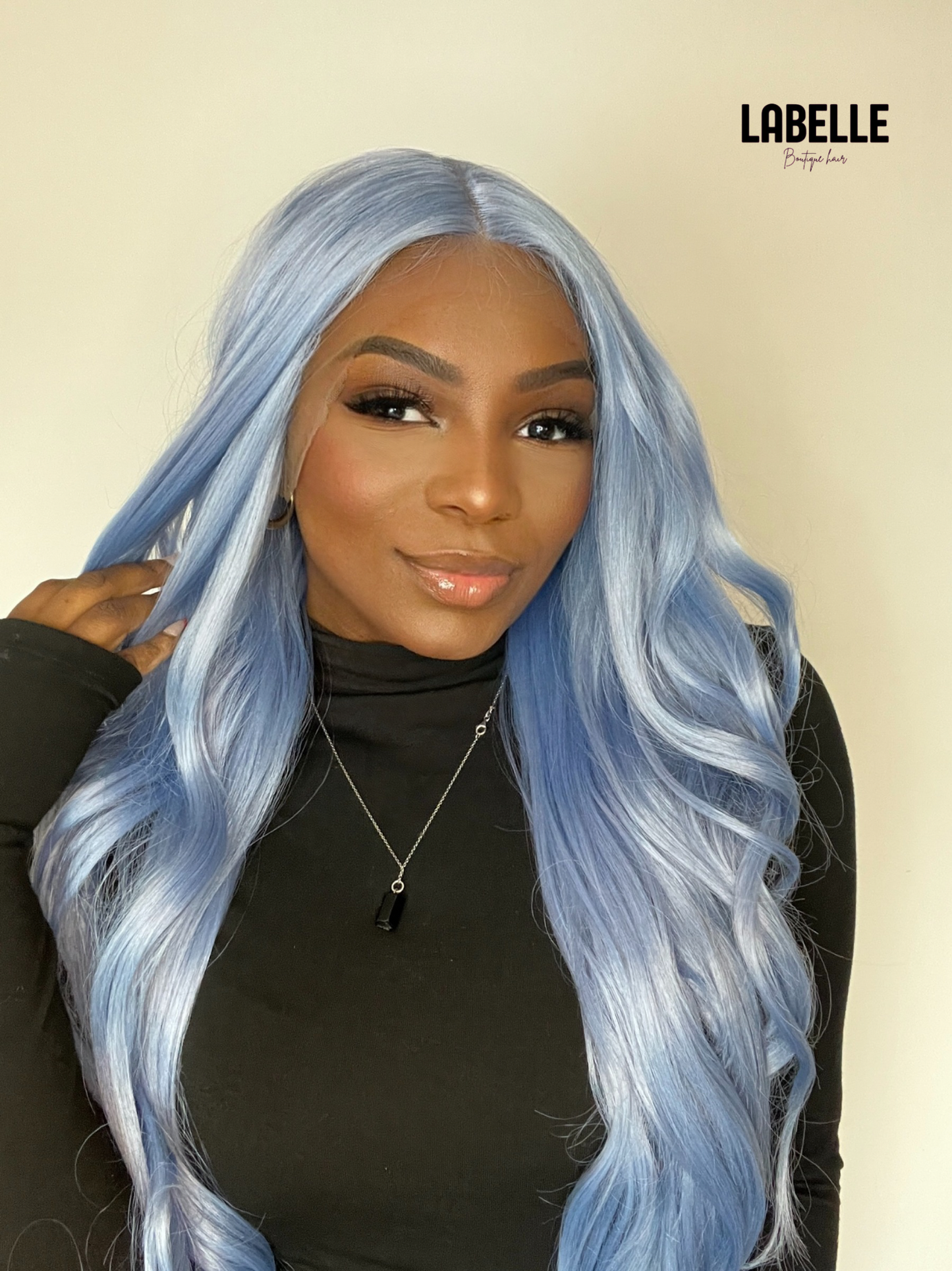 VICTORIA Light Blue Synthetic Lace Front Wig Long Soft Hair with Natural Look