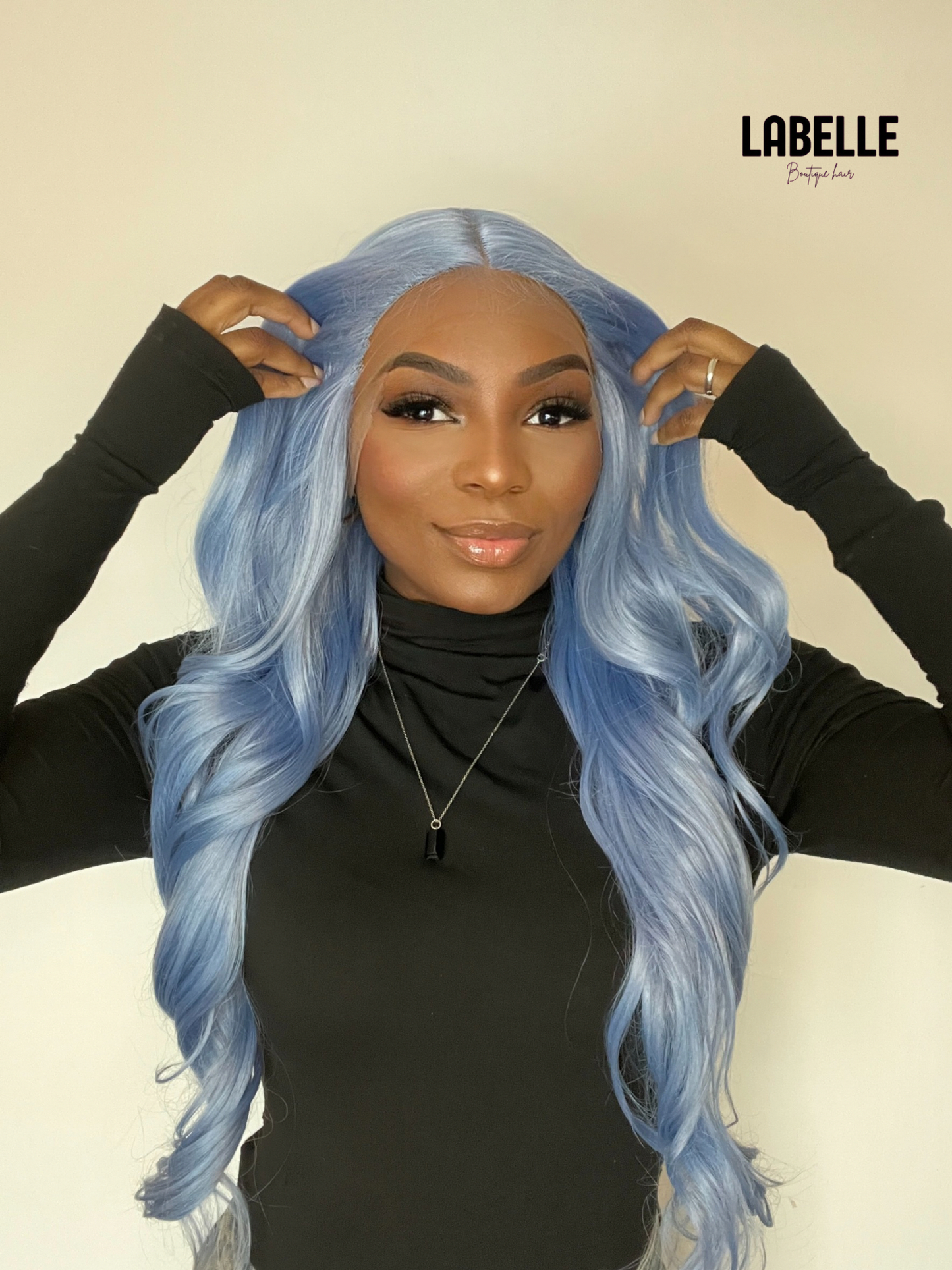 VICTORIA Light Blue Synthetic Lace Front Wig Long Soft Hair with Natural Look