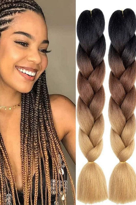 Ombre Jumbo Braids, Hair Braiding Hair Kanekalon Synthetic Hair Extensions 60 cm 3 pcs - Labelle Boutique Hair