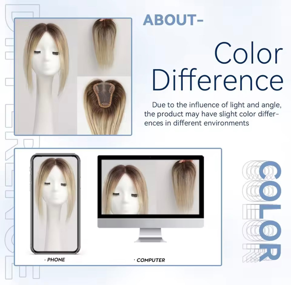 Hair Toppers Blonde Brown Ombre Human Hair Topper HairPieces for Women Silk Base 3Clip in Toppers