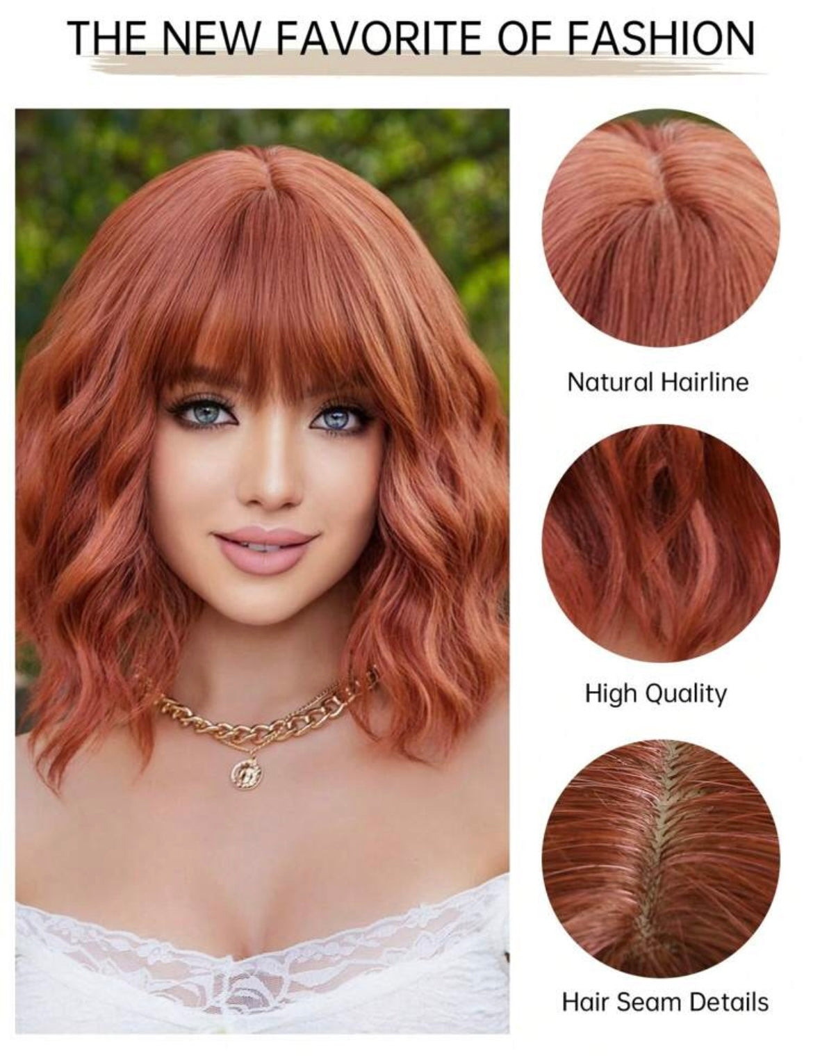 Wig Multi-Color (Orange ,Red)Wavy  Wigs Beautiful Pretty Fashion Ladies Wigs Ombre Wigs For Women Short Curly Wigs With Bangs