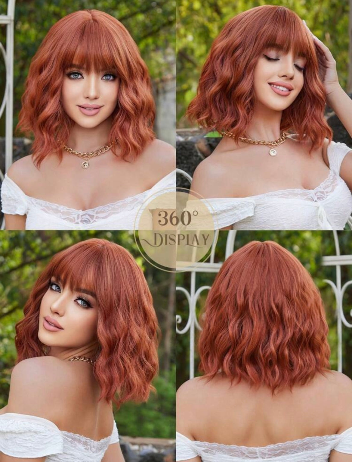 Wig Multi-Color (Orange ,Red)Wavy  Wigs Beautiful Pretty Fashion Ladies Wigs Ombre Wigs For Women Short Curly Wigs With Bangs