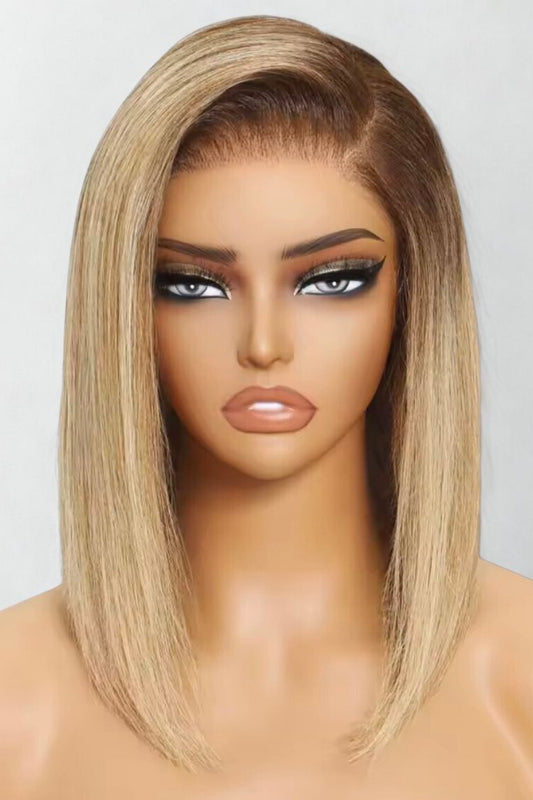 Ombre Blonde Straight Bob Wig 7x5 Pre Cut Pre Bleached Glueless Wig Human Hair Bob Wigs
