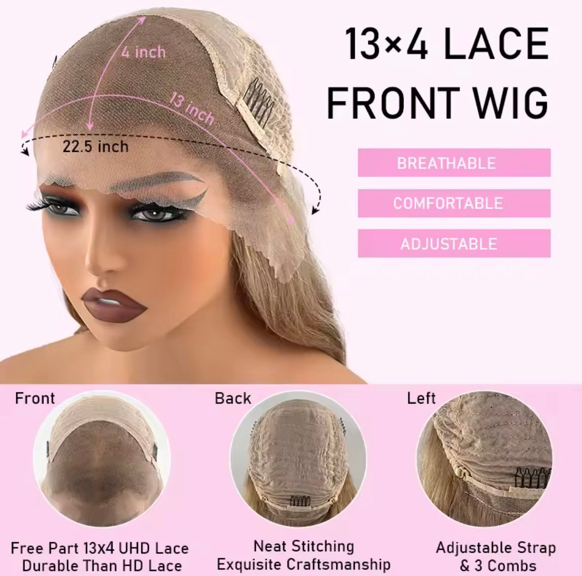 Soft Ombre Blond Straight Hair 150 density and 13×4 100%human hair wig lace front wig