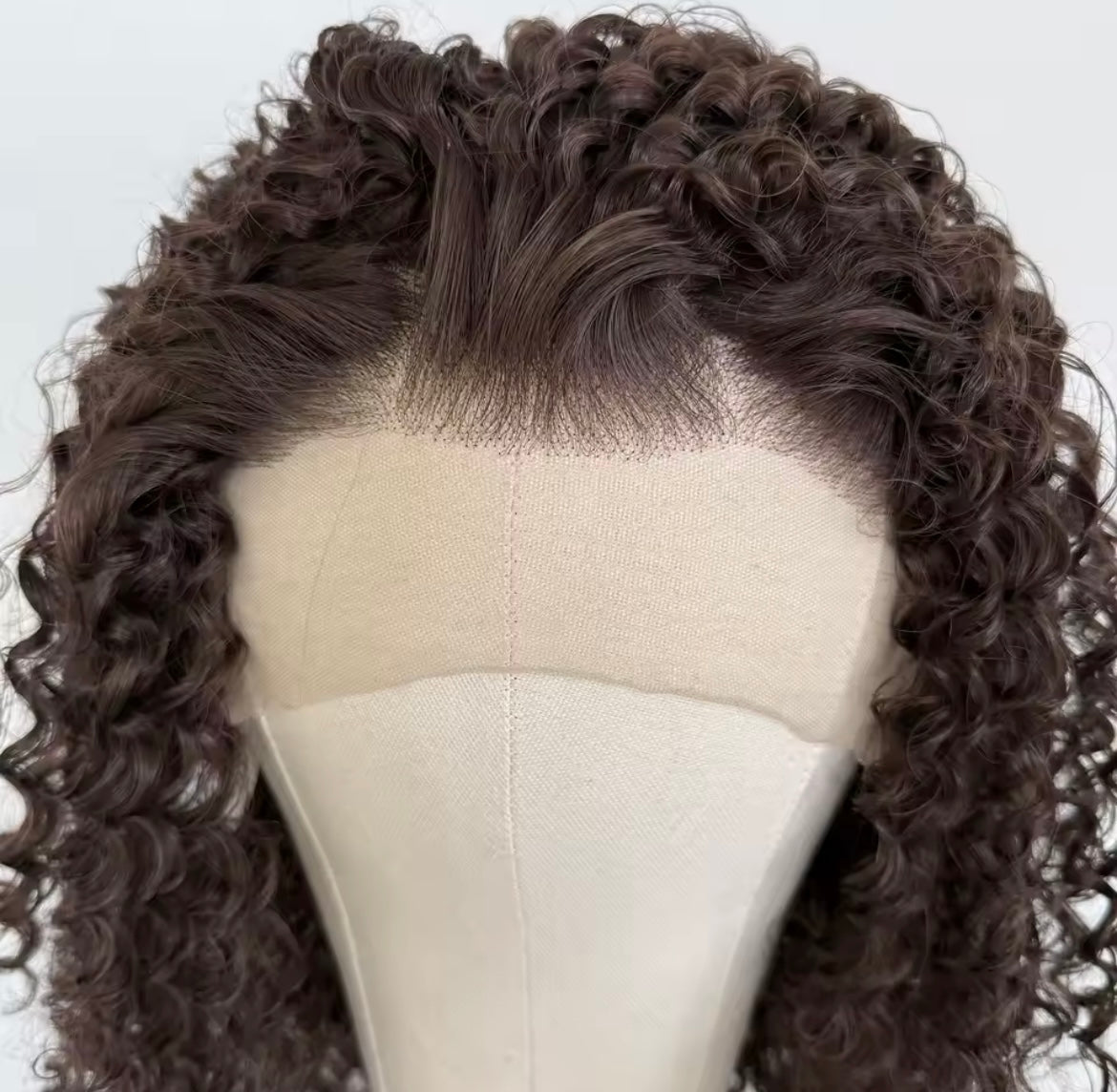 Chocolate Brown Curly Wig Lace Front Long Deep Curly Synthetic Hair Heat Resistant Daily Use Natural Hairline