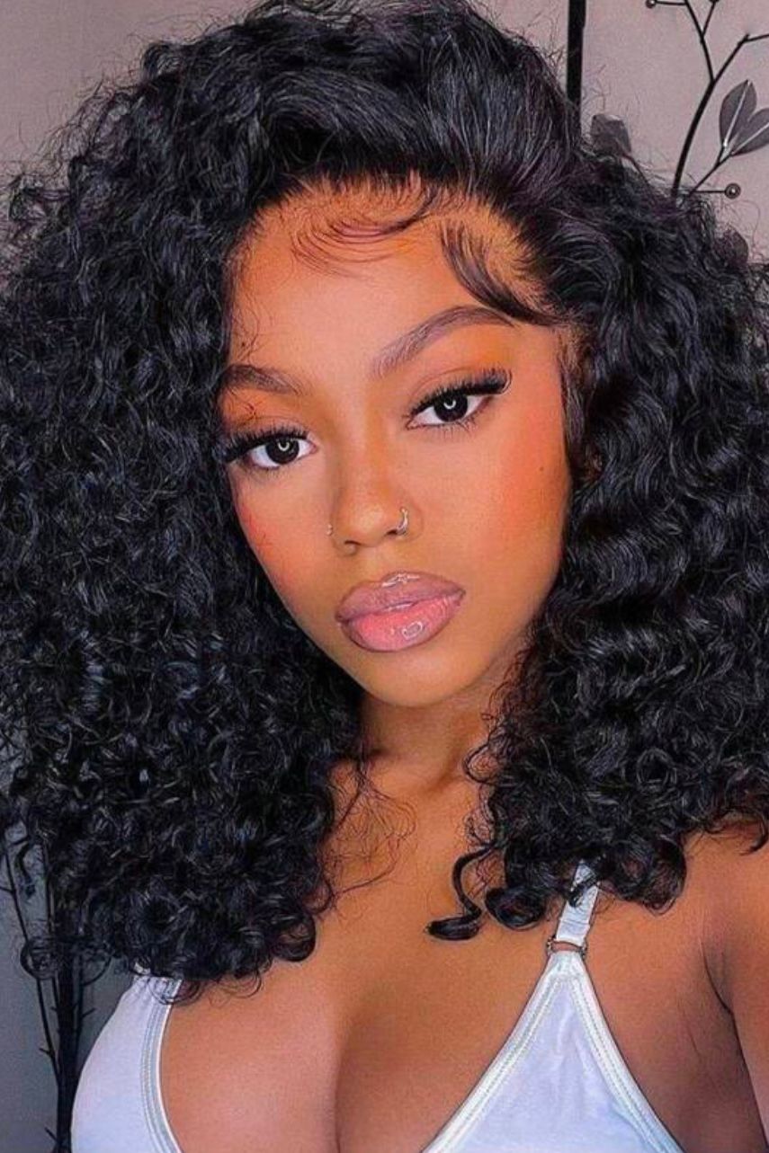 Full Lace Bob Curl Short Natural Curls with Deep Side Part