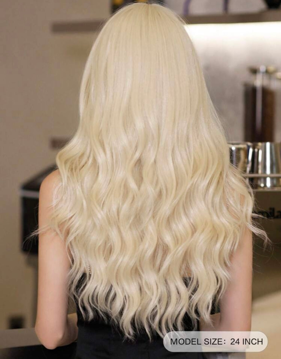 Platinum Blonde Long Wavy Wigs For Women Wave Curly Wig With Bangs Synthetic Wig