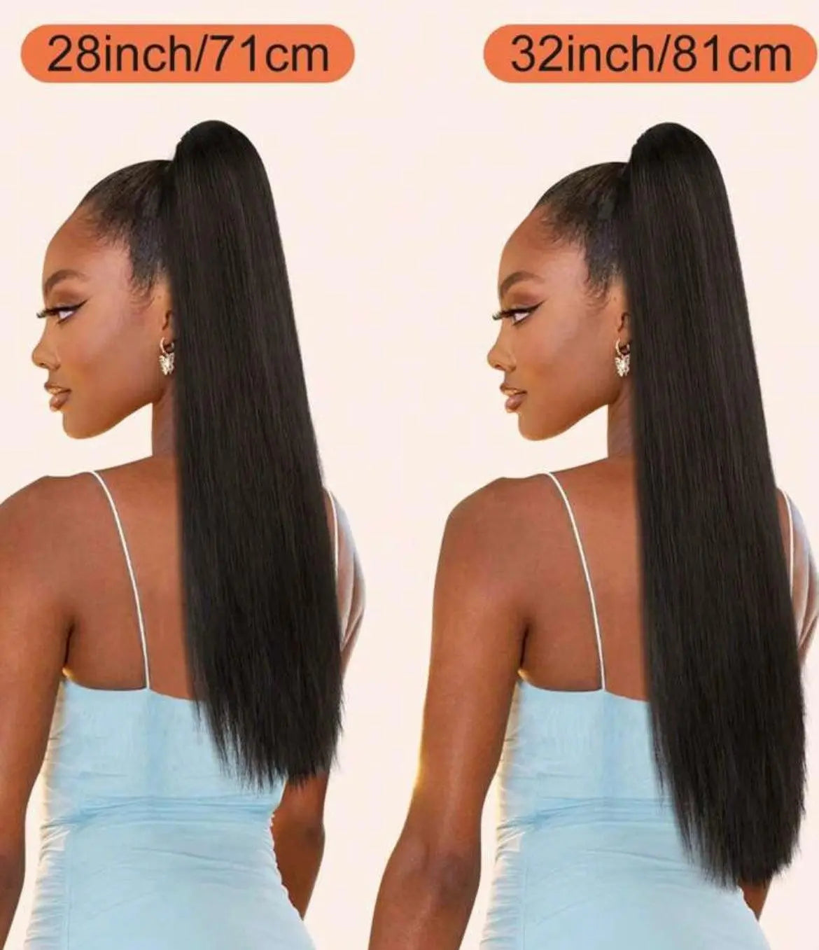 Ponytail Extensions Long Straight Fake Pony Tail Natural Soft Clip - Labelle Boutique Hair