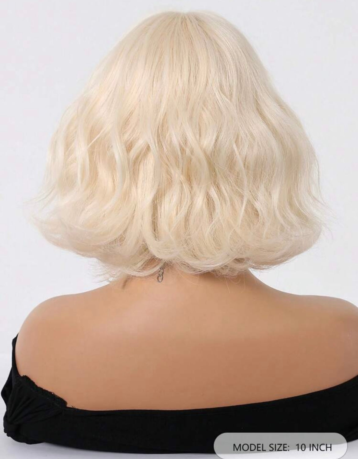 Blonde Bob Wig with Bangs – Short Wavy Synthetic Hair – Platinum Blonde Lob – Natural Looking Cosplay & Everyday Wig