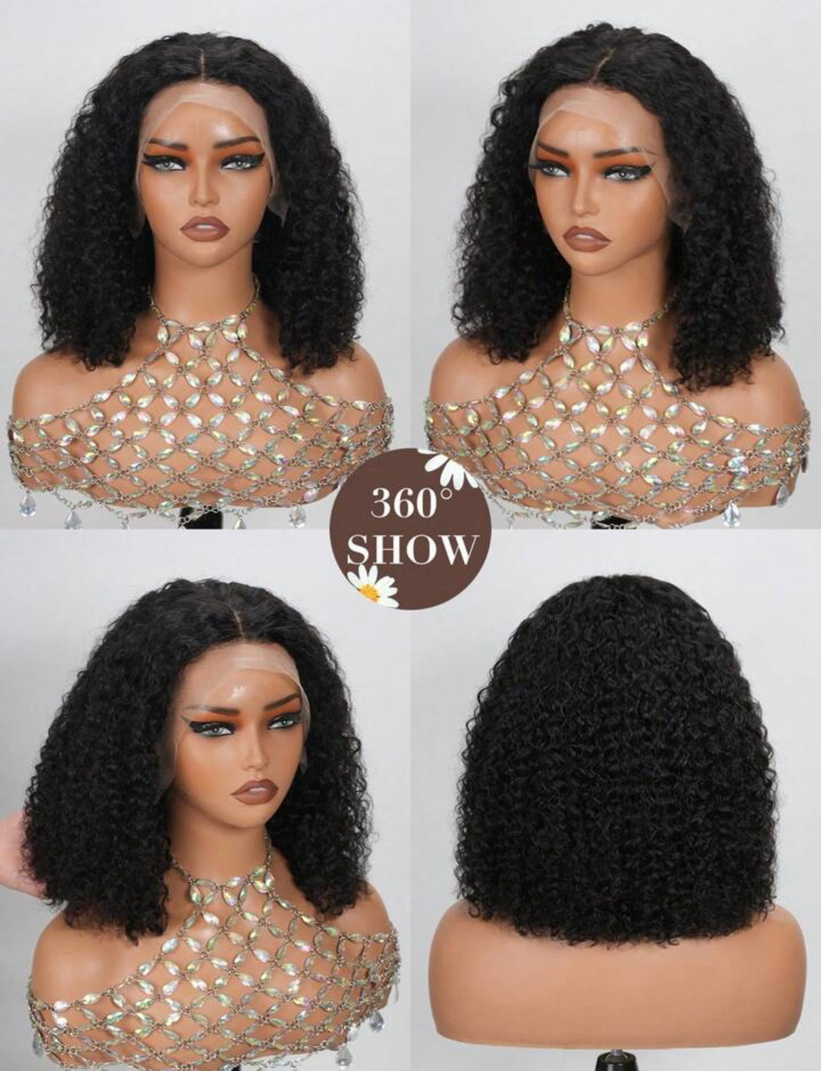 Full Lace Bob Curl Short Natural Curls with Deep Side Part